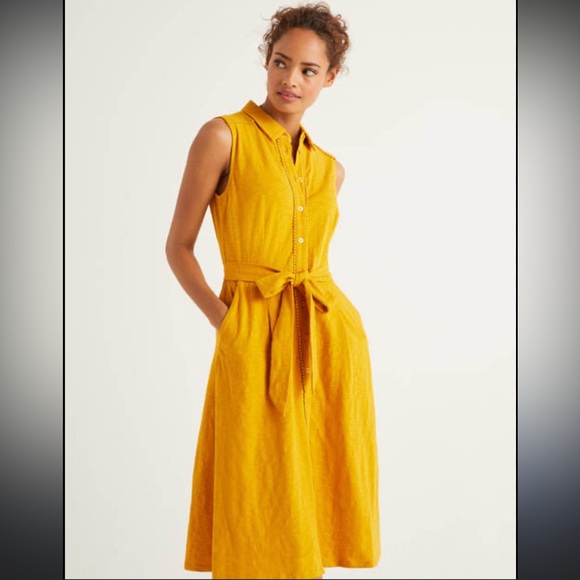 Boden Dresses & Skirts - Boden Tori Midi Dress Yellow Collared Sz 10